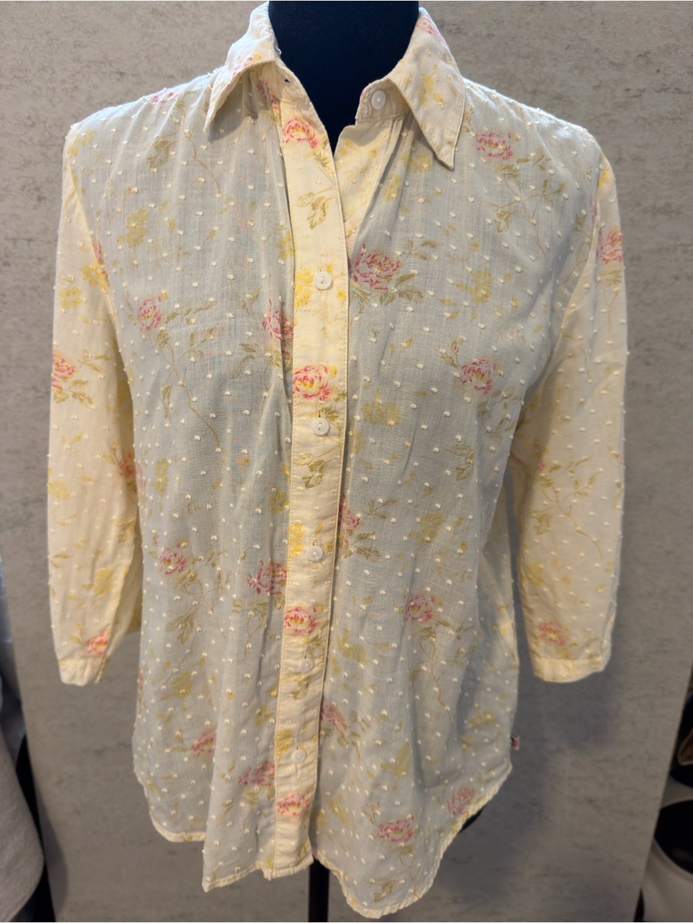 Ralph Lauren Yellow Floral Button Up Shirt Size L